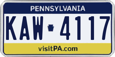 PA license plate KAW4117