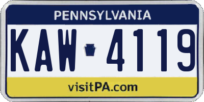 PA license plate KAW4119