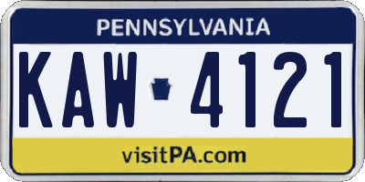 PA license plate KAW4121