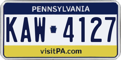 PA license plate KAW4127
