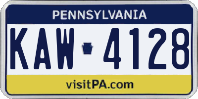PA license plate KAW4128
