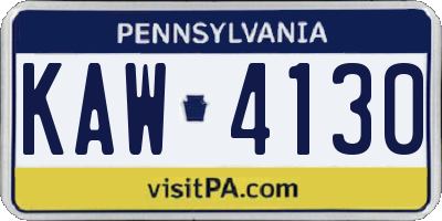 PA license plate KAW4130