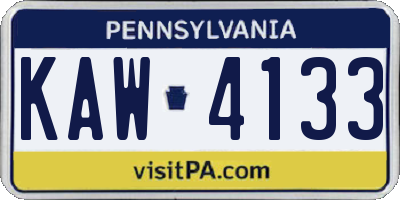 PA license plate KAW4133