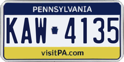 PA license plate KAW4135