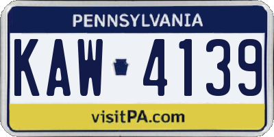 PA license plate KAW4139