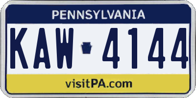 PA license plate KAW4144