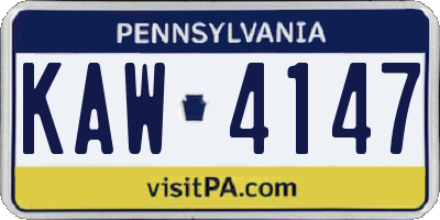 PA license plate KAW4147