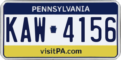 PA license plate KAW4156