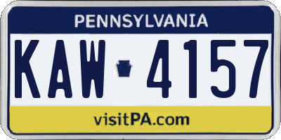 PA license plate KAW4157