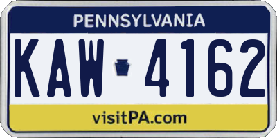 PA license plate KAW4162