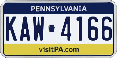 PA license plate KAW4166