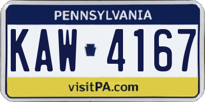 PA license plate KAW4167