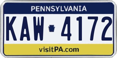 PA license plate KAW4172