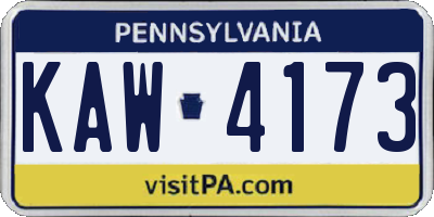 PA license plate KAW4173