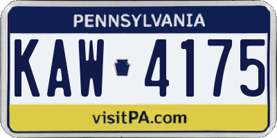 PA license plate KAW4175