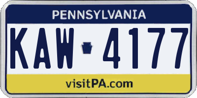 PA license plate KAW4177