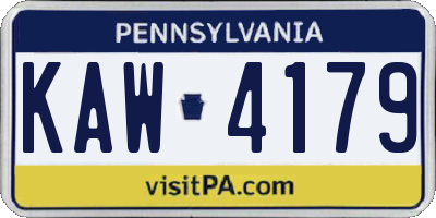 PA license plate KAW4179