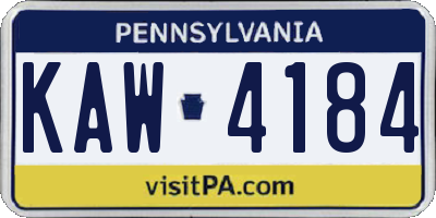 PA license plate KAW4184