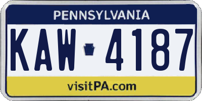 PA license plate KAW4187