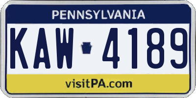 PA license plate KAW4189