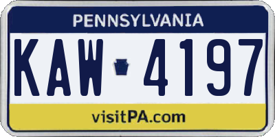 PA license plate KAW4197
