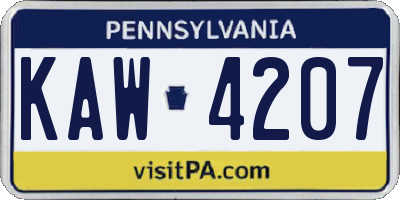 PA license plate KAW4207