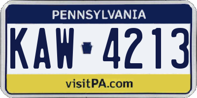 PA license plate KAW4213