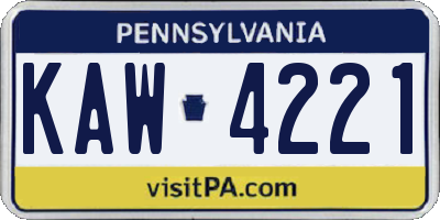 PA license plate KAW4221