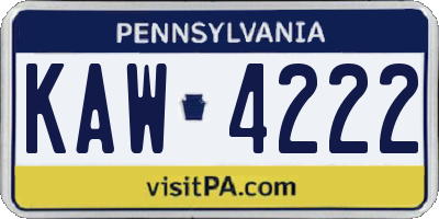 PA license plate KAW4222