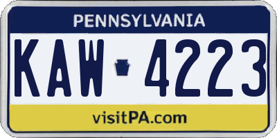 PA license plate KAW4223