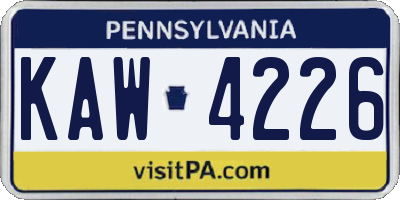 PA license plate KAW4226