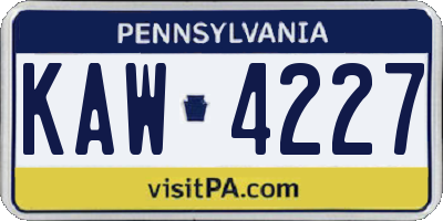 PA license plate KAW4227
