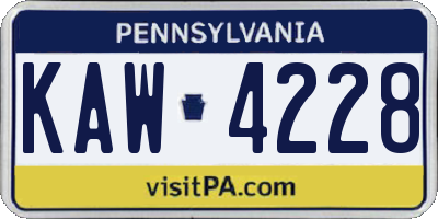 PA license plate KAW4228