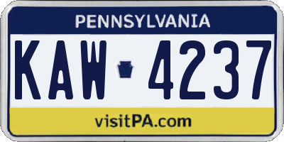 PA license plate KAW4237