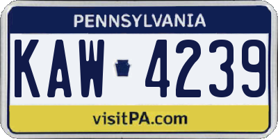 PA license plate KAW4239