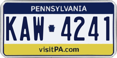 PA license plate KAW4241