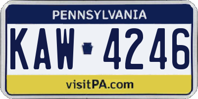 PA license plate KAW4246