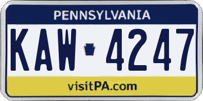 PA license plate KAW4247