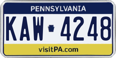 PA license plate KAW4248
