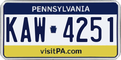 PA license plate KAW4251