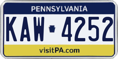 PA license plate KAW4252