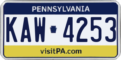 PA license plate KAW4253
