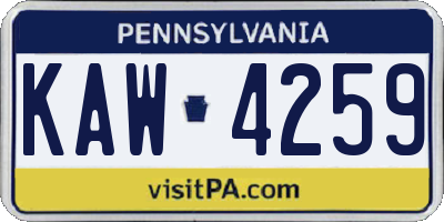 PA license plate KAW4259