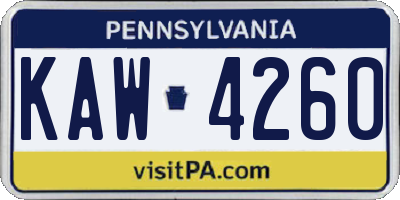 PA license plate KAW4260