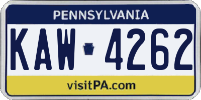 PA license plate KAW4262