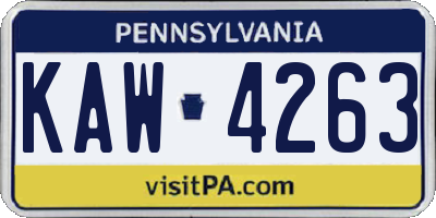 PA license plate KAW4263