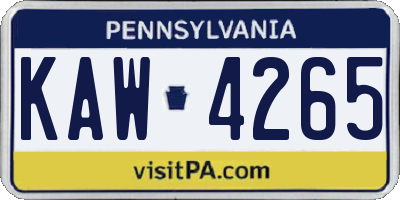 PA license plate KAW4265