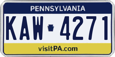 PA license plate KAW4271