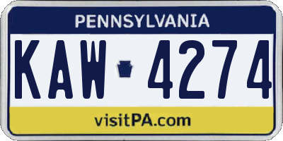 PA license plate KAW4274