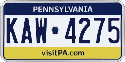 PA license plate KAW4275